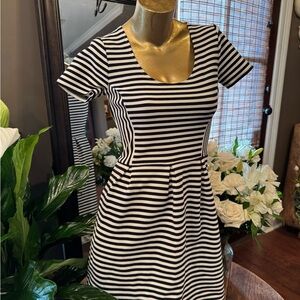 NWT J. Crew Black and White Striped Mini Dress